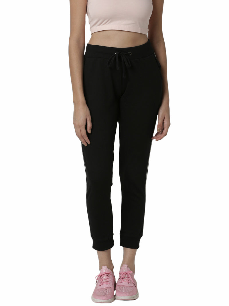De Moza Ladies Side stripe Black Jogger - De Moza (4449563246655)