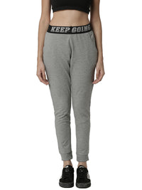 De Moza Women's Jogger Knit Bottom Solid Cotton  Grey Melange - De Moza (4461736886335)