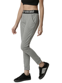 De Moza Women's Jogger Knit Bottom Solid Cotton  Grey Melange - De Moza (4461736886335)