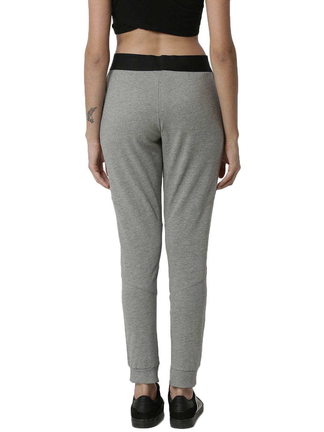 De Moza Women's Jogger Knit Bottom Solid Cotton  Grey Melange - De Moza (4461736886335)