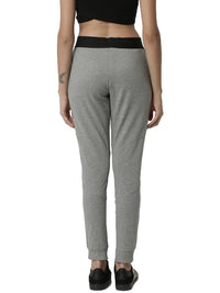 De Moza Women's Jogger Knit Bottom Solid Cotton  Grey Melange - De Moza (4461736886335)