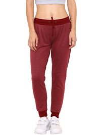 De Moza- Ladies Solid Maroon Melange Jogger - De Moza (9009754563)