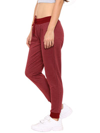 De Moza- Ladies Solid Maroon Melange Jogger - De Moza (9009754563)