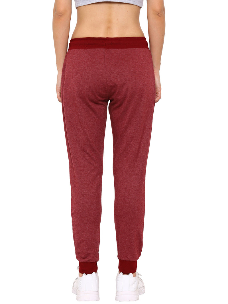 De Moza- Ladies Solid Maroon Melange Jogger - De Moza (9009754563)