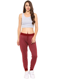 De Moza- Ladies Solid Maroon Melange Jogger - De Moza (9009754563)