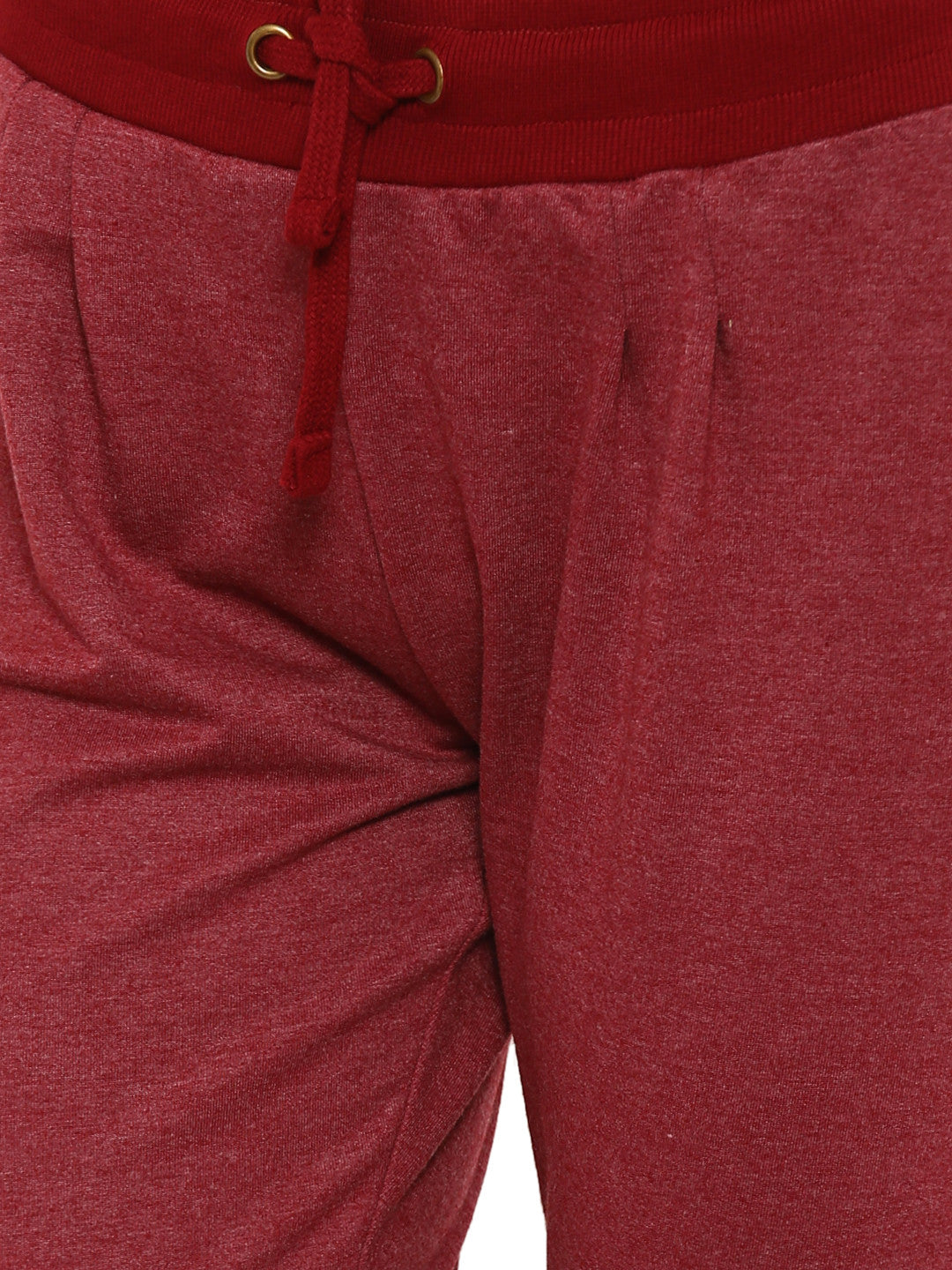 De Moza- Ladies Solid Maroon Melange Jogger - De Moza (9009754563)