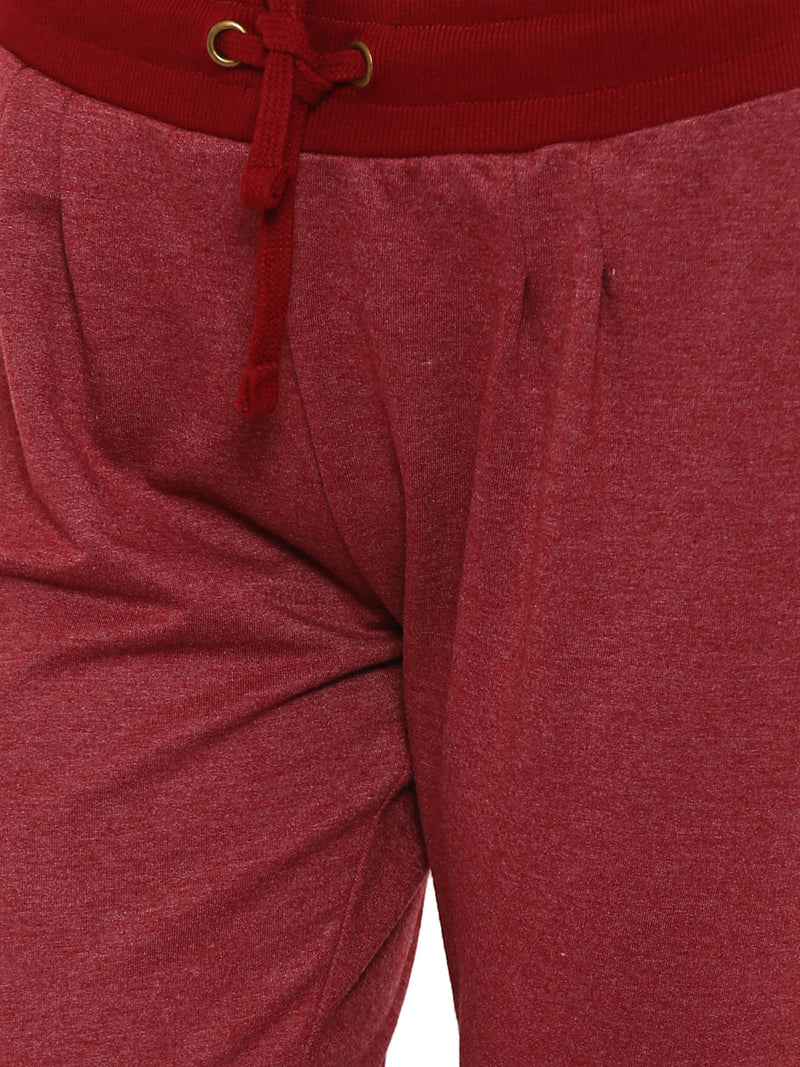 De Moza- Ladies Solid Maroon Melange Jogger - De Moza (9009754563)