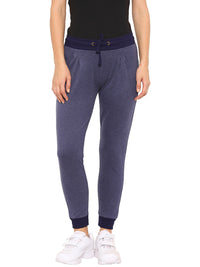 De Moza- Ladies Solid Navy Blue Melange Jogger - De Moza (9009752515)