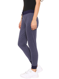 De Moza- Ladies Solid Navy Blue Melange Jogger - De Moza (9009752515)