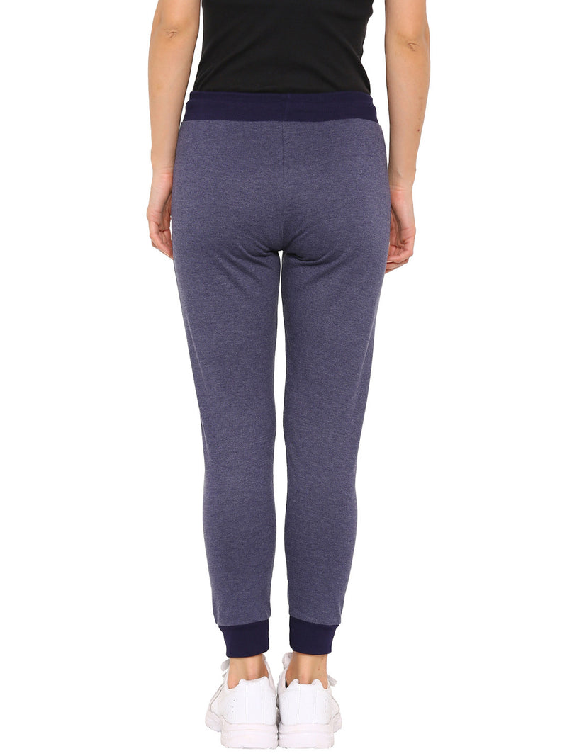 De Moza- Ladies Solid Navy Blue Melange Jogger - De Moza (9009752515)