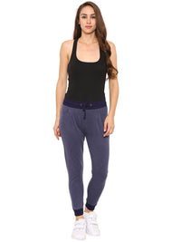 De Moza- Ladies Solid Navy Blue Melange Jogger - De Moza (9009752515)
