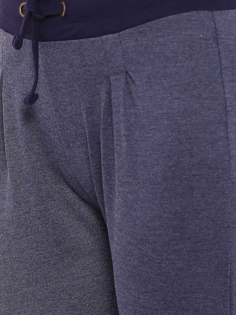 De Moza- Ladies Solid Navy Blue Melange Jogger - De Moza (9009752515)