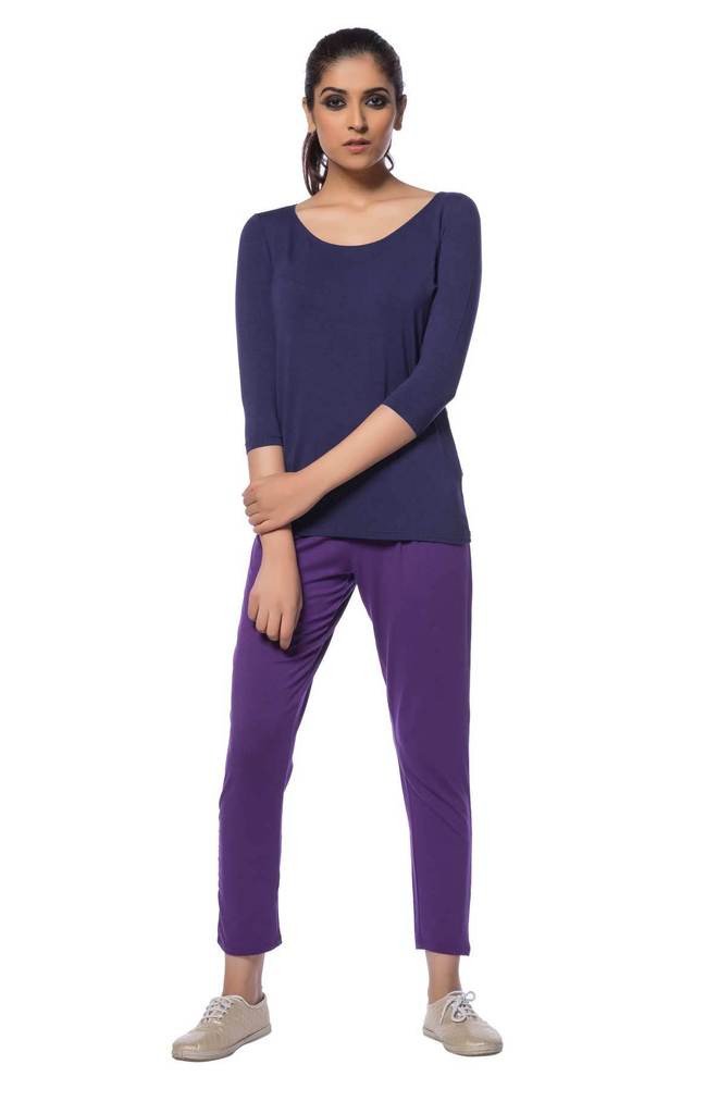 De Moza- Ladies Pleated Pant Dark Purple - De Moza (1553591599167)
