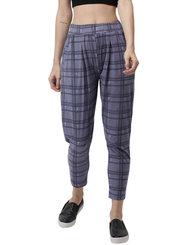 De Moza Ladies Printed Straight Pant Blue - De Moza (1971225690175)