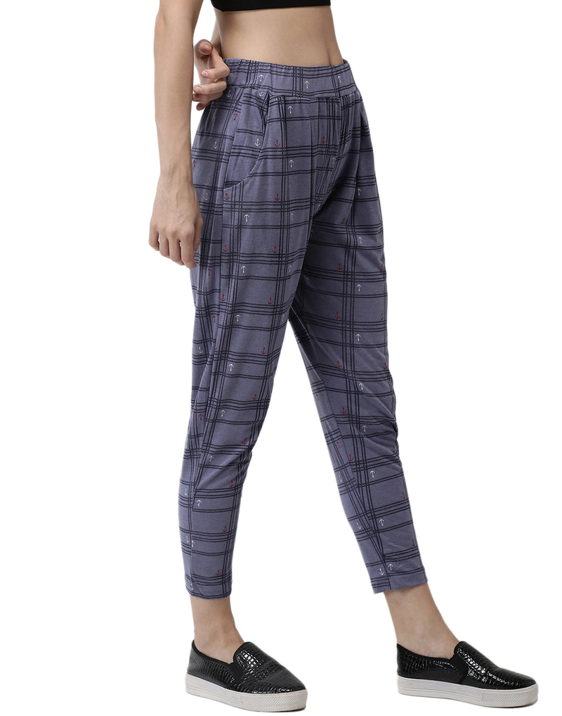 De Moza Ladies Printed Straight Pant Blue - De Moza (1971225690175)