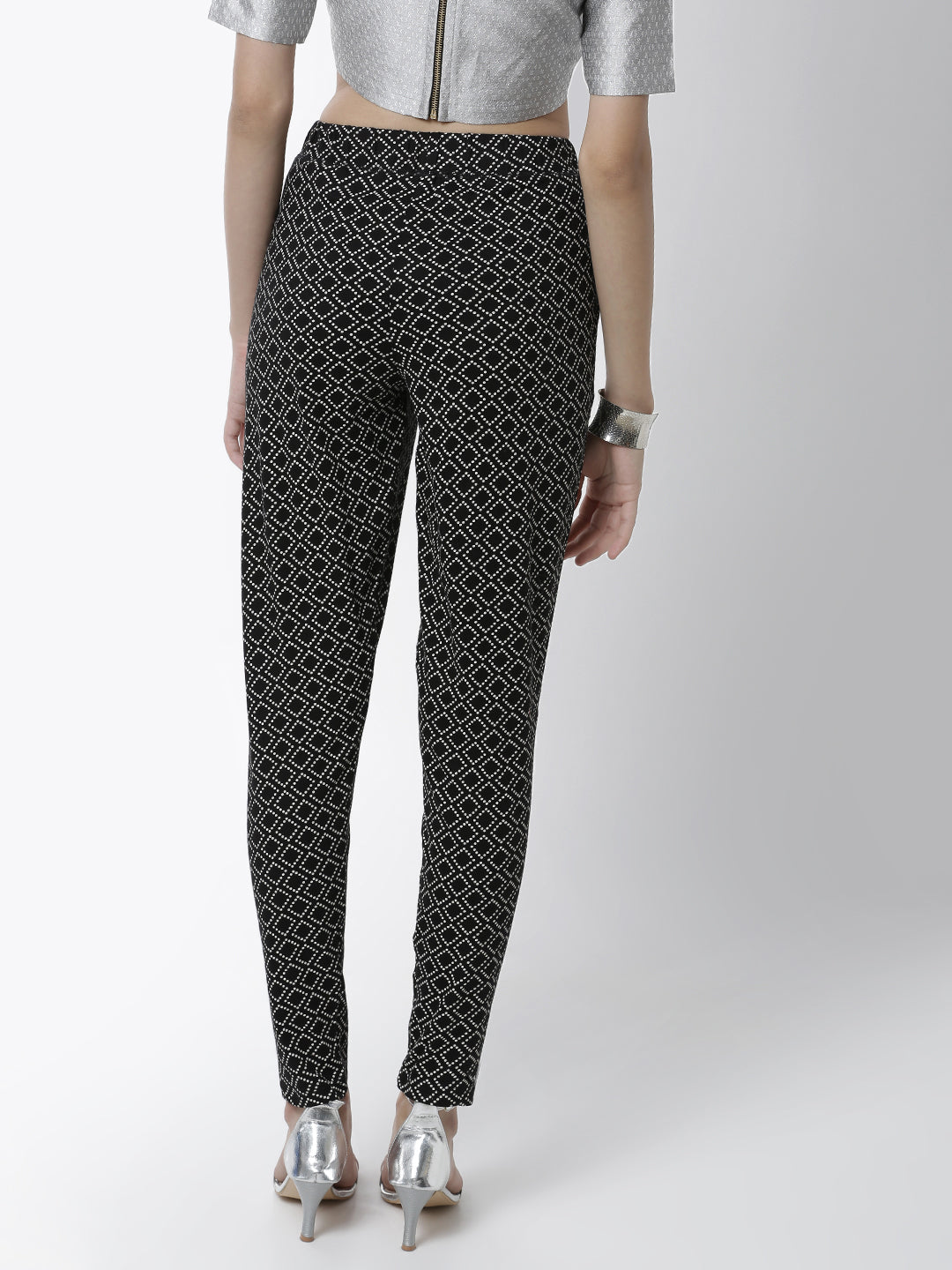 De Moza Women's Straight Pant Knit Bottom All Over Print Cotton Black - De Moza (4461736919103)