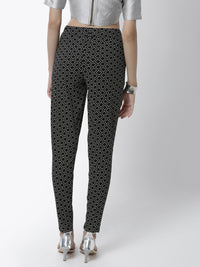De Moza Women's Straight Pant Knit Bottom All Over Print Cotton Black - De Moza (4461736919103)