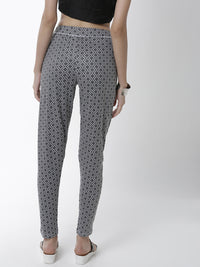 De Moza Women's Printed Straight Pant Knit Bottom Cotton Dark Grey - De Moza (4474998947903)