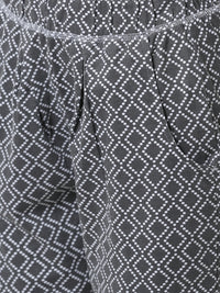 De Moza Women's Printed Straight Pant Knit Bottom Cotton Dark Grey - De Moza (4474998947903)
