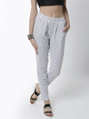 De Moza Women's Straight Pant Knit Bottom All Over Print Cotton White - De Moza (4461736984639)