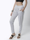 De Moza Women's Straight Pant Knit Bottom All Over Print Cotton White - De Moza (4461736984639)