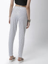 De Moza Women's Straight Pant Knit Bottom All Over Print Cotton White - De Moza (4461736984639)