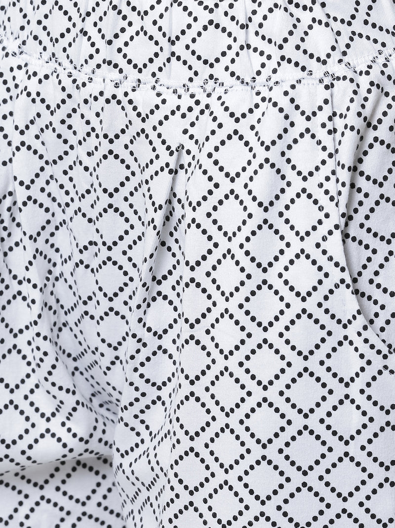 De Moza Women's Straight Pant Knit Bottom All Over Print Cotton White - De Moza (4461736984639)