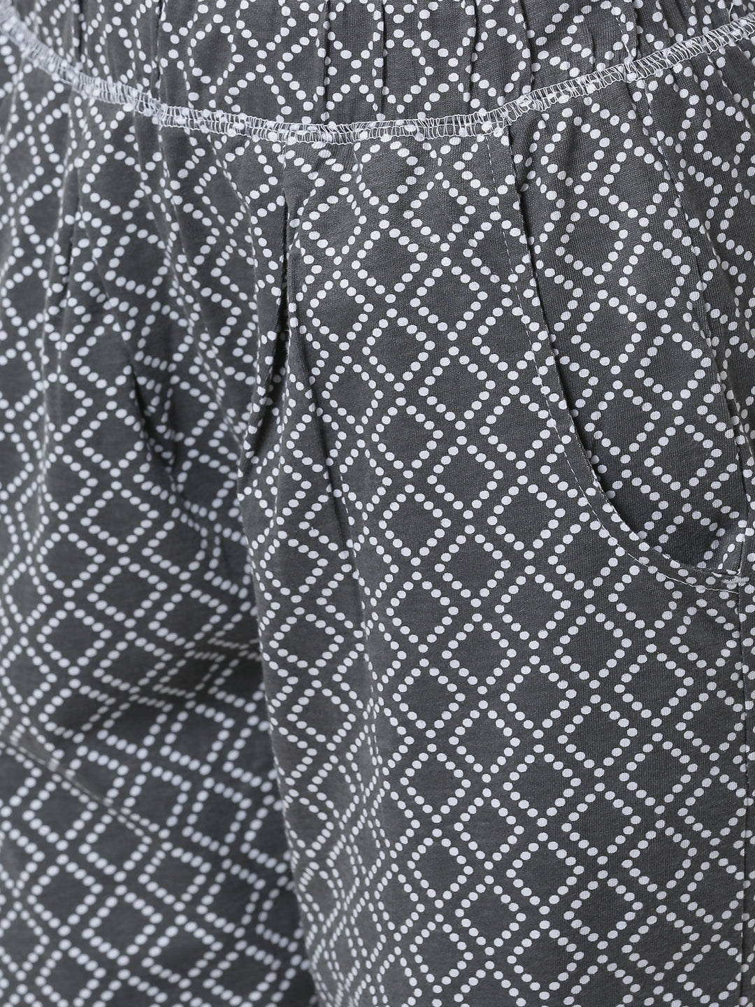 De Moza Women's Straight Pant Knit Bottom All Over Print Cotton Dark Grey - De Moza (4461736951871)