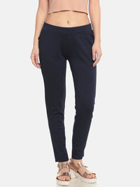 De Moza- Ladies Solid Treggings Navy Blue Pant - De Moza (674756132927)