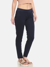 De Moza- Ladies Solid Treggings Navy Blue Pant - De Moza (674756132927)