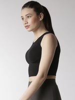 De Moza Women's Sleeveless Crop Top Knit Top Solid Cotton Black - De Moza (4470436266047)