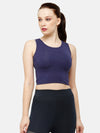 De Moza Women's Sleeveless Crop Top Knit Top Solid Cotton Navy Blue - De Moza (4885586935871)