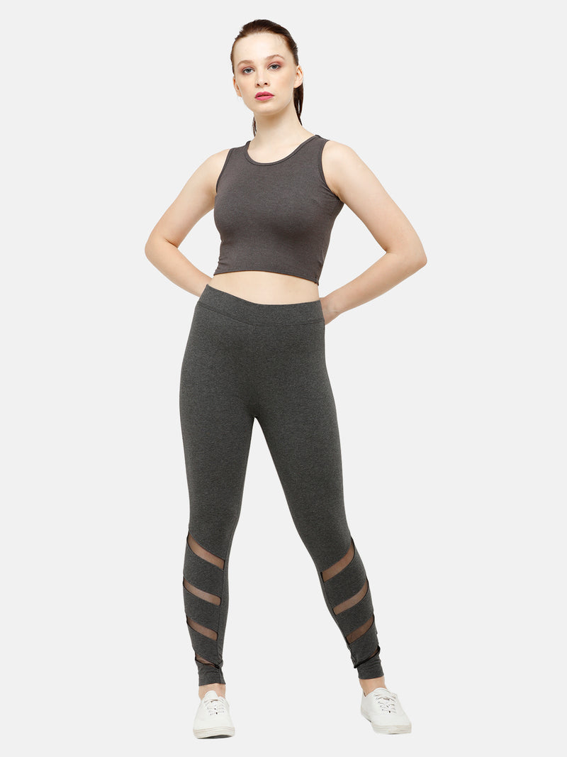 De Moza Ladies Crop Top Anthra Melange
