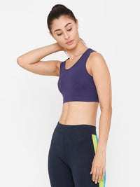 De Moza Women's Razor Back Crop Top Solid Cotton Navy Blue - De Moza (4712828862527)