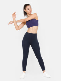 De Moza Women's Razor Back Crop Top Solid Cotton Navy Blue - De Moza (4712828862527)