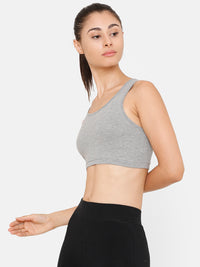 De Moza Women Razor Back Crop Top Solid Cotton Grey Melange - De Moza (4712828829759)