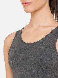 De Moza Women Razor Back Crop Top Solid Cotton Anthra Melange - De Moza (4712828796991)