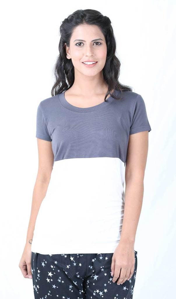 De Moza- Ladies Half Sleeve Dark Grey Top - De Moza (8682248579)
