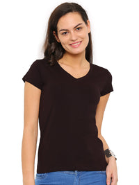 De Moza Women's Knit Top Half Sleeve Solid Cotton Lycra Brown - De Moza (4465228185663)