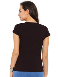 De Moza Women's Knit Top Half Sleeve Solid Cotton Lycra Brown - De Moza (4465228185663)