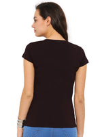 De Moza Women's Knit Top Half Sleeve Solid Cotton Lycra Brown - De Moza (4465228185663)
