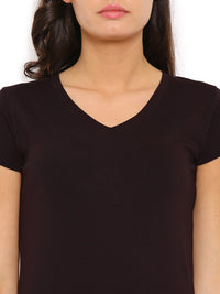 De Moza Women's Knit Top Half Sleeve Solid Cotton Lycra Brown - De Moza (4465228185663)
