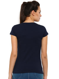 De Moza Women's Knit Top Half Sleeve Solid Cotton Lycra Dark Navy Blue - De Moza (4465231167551)