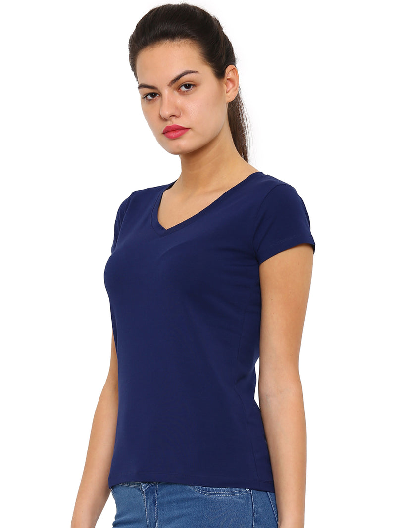 De Moza Women's Half Sleeve Top Navy Blue