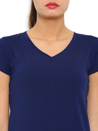 De Moza Women's Half Sleeve Top Navy Blue