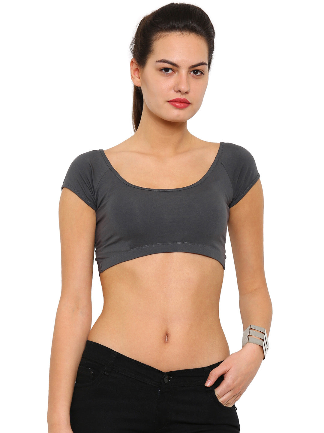 De Moza- Ladies Crop Top Dark Grey - De Moza (9921002062)