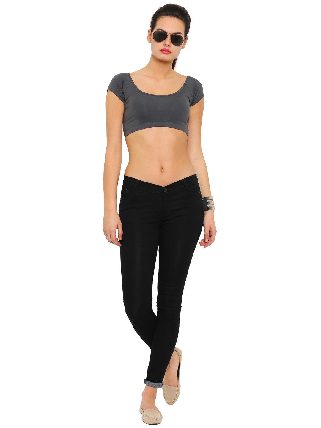 De Moza- Ladies Crop Top Dark Grey - De Moza (9921002062)