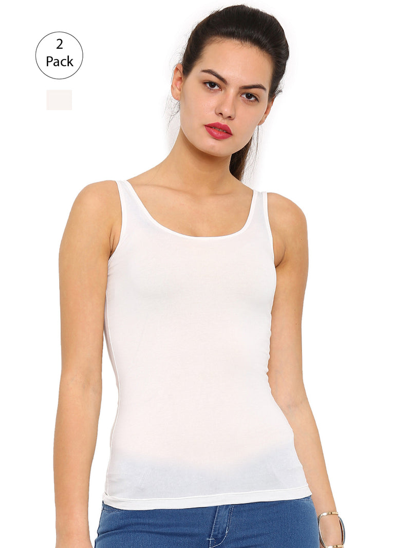 Pack of 2 De Moza Ladies Razor Back Top Offwhite