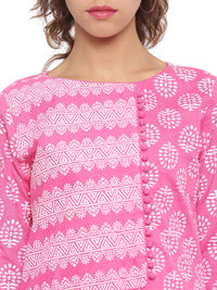 De Moza- Ladies Printed Kurta Pink - De Moza (96423641102)