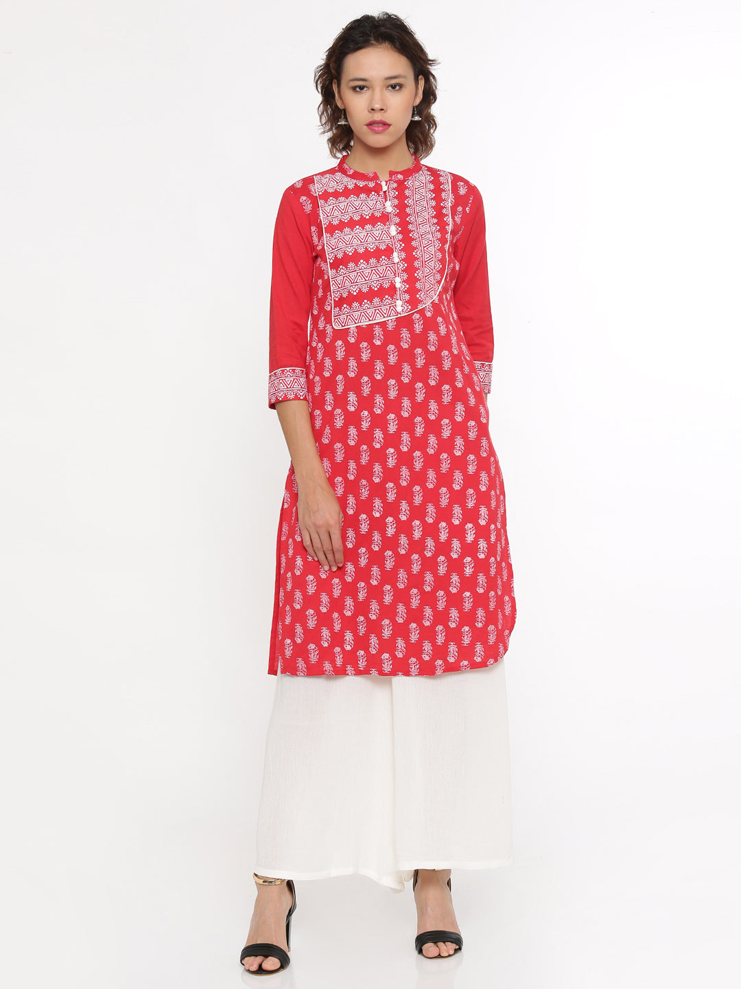 De Moza- Ladies Printed Red Kurta - De Moza (96438026254)